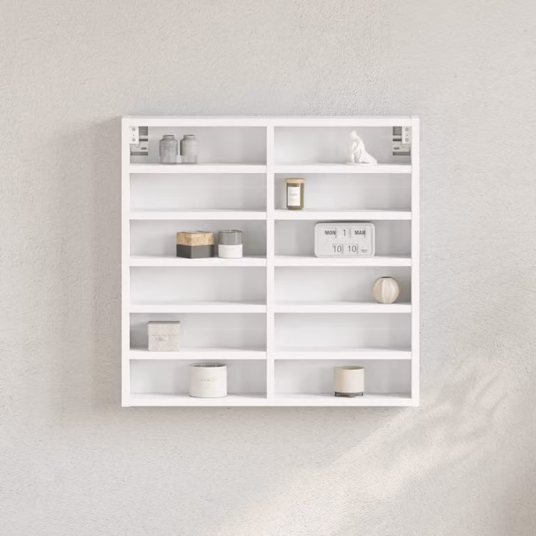 Armadietto con Vetrina da Parete vidaXL Bianco in Legno e MDF con Ante in Vetro L: 60 cm, P: 8,5 cm, H: 58 cm