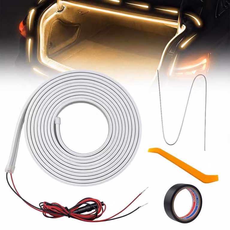 Striscia LED per bagagliaio, 4 metri, luce bianca calda dinamica, con sensore automatico
