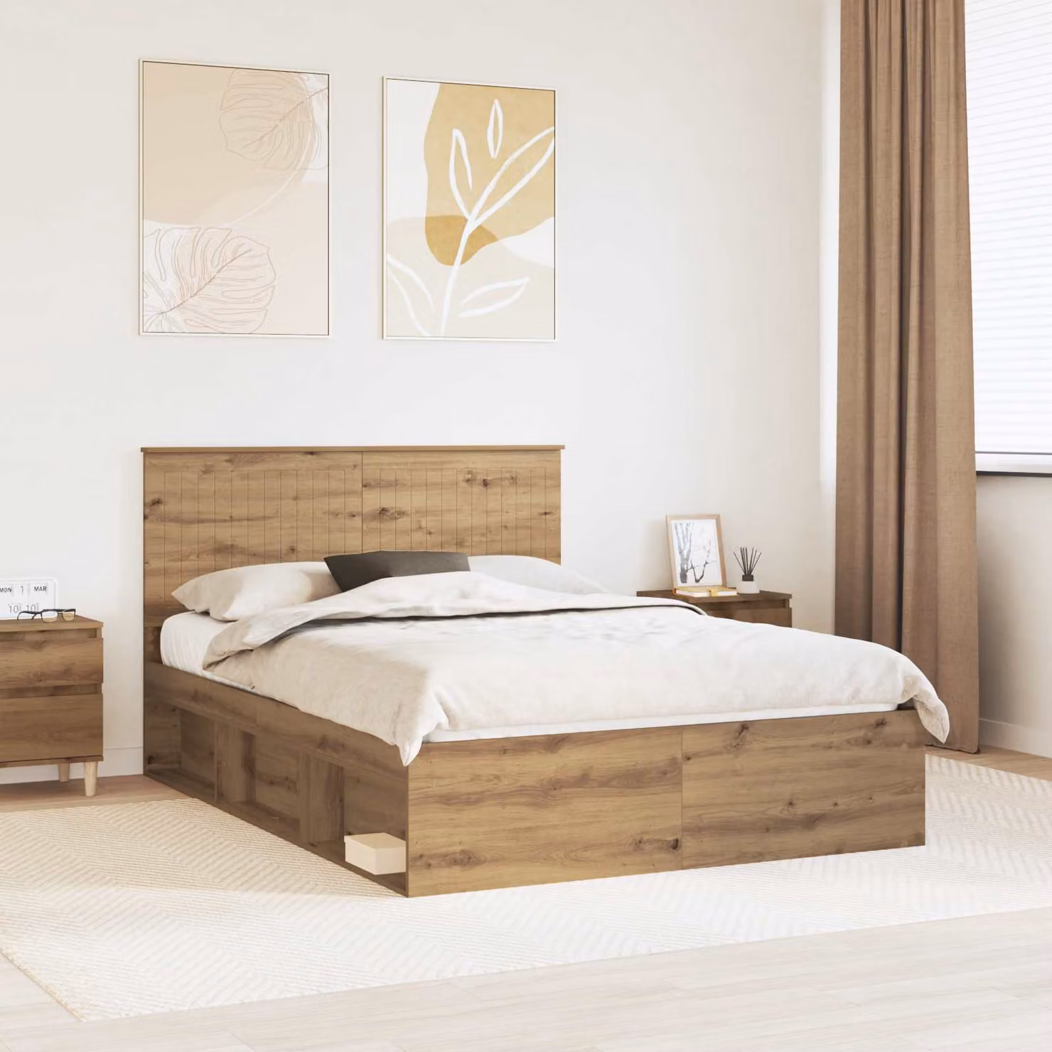 Struttura del letto vidaXL in legno di pino color marrone, stile minimalista, L 138 cm x P 200 cm