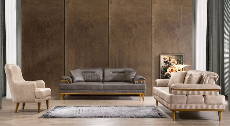 Designer Wohnzimmer Couch-Set Luxus Sofagarnitur 3+3+1 Sitzer 3tlg Set