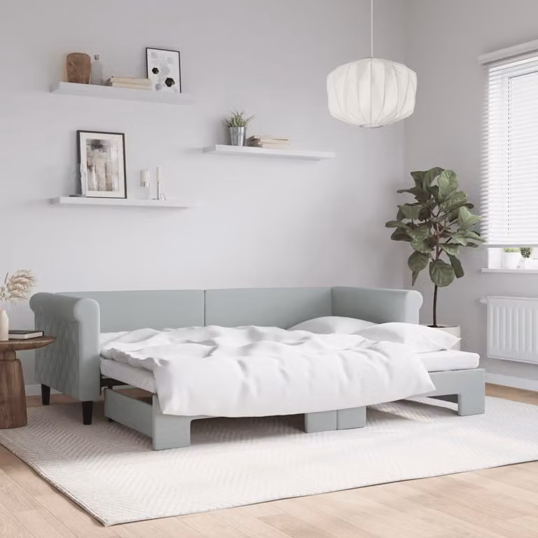 vidaXL Divano Letto con Letto Estraibile in Velluto Grigio L: 229 cm, P: 90 cm, H: 68 cm