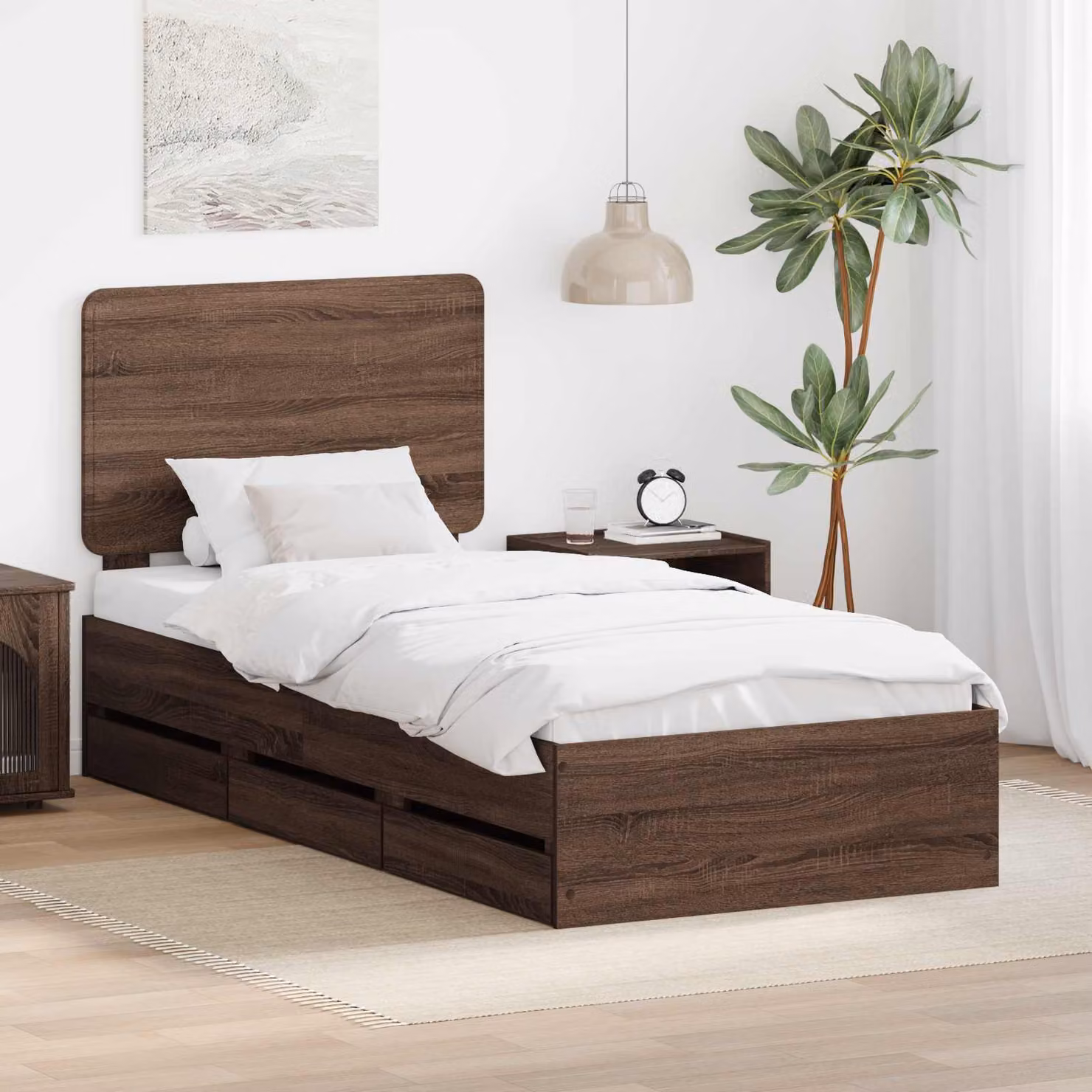 Struttura del letto con cassetto vidaXL in legno Rovere Marrone L: 190 cm, P: 78 cm, H: 75 cm