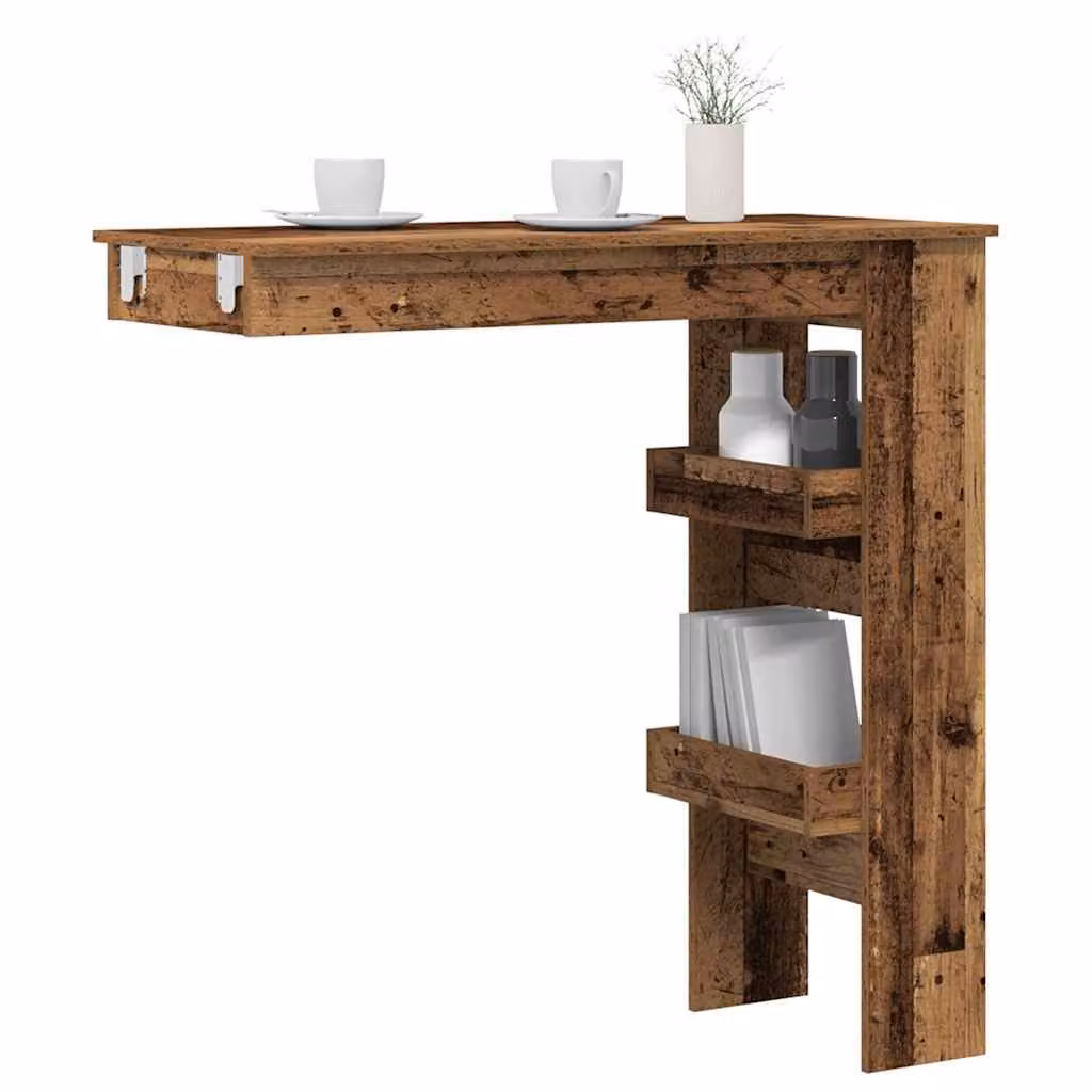 Bancone da muro vidaXL in legno antico marrone L: 102 cm, P: 45 cm, H: 103,5 cm