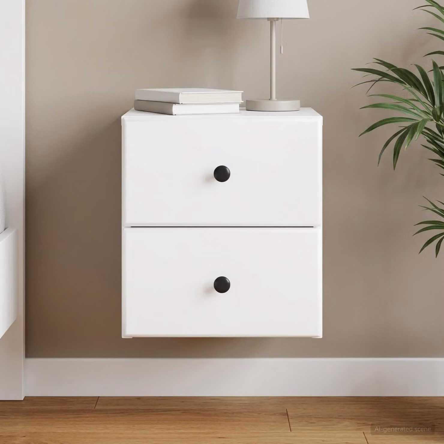 vidaXL Mobiletto da notte sospeso con cassetto Bianco L 34,5 cm x P 33 cm x H 40 cm