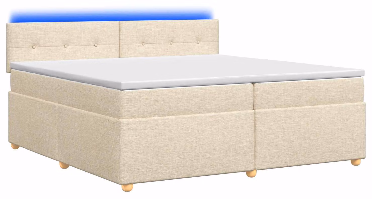 Letto a molle con materasso crema 200 x 200 cm in tessuto