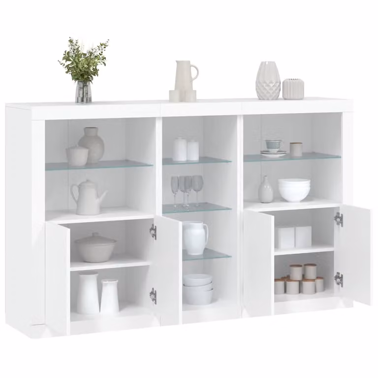 vidaXL Credenza Moderna con Luci LED Bianca L: 162 cm, P: 37 cm, H: 100 cm