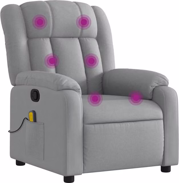 Poltrona Massaggiante | Sedia Relax Reclinabile Grigio Chiaro in Tessuto