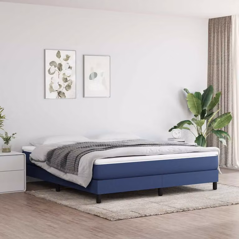 vidaXL Materasso Ibrido a Molle Insacchettate con Rivestimento in Tessuto Blu e Bianco, Rigidità Media, L: 180 cm, P: 200 cm, H: 20 cm