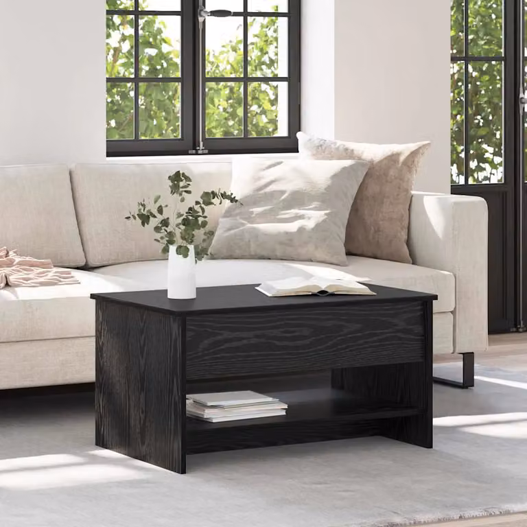 vidaXL Tavolino da salotto moderno in rovere e nero, L 80 x P 50 x H 41,5 cm
