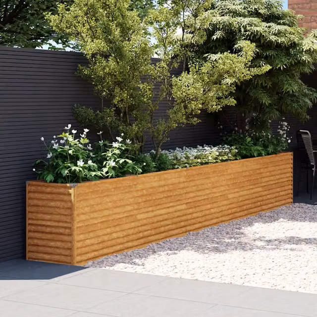 Letto rialzato da giardino vidaXL in acciaio Corten marrone L: 482 cm, P: 50 cm, H: 69 cm – 1
