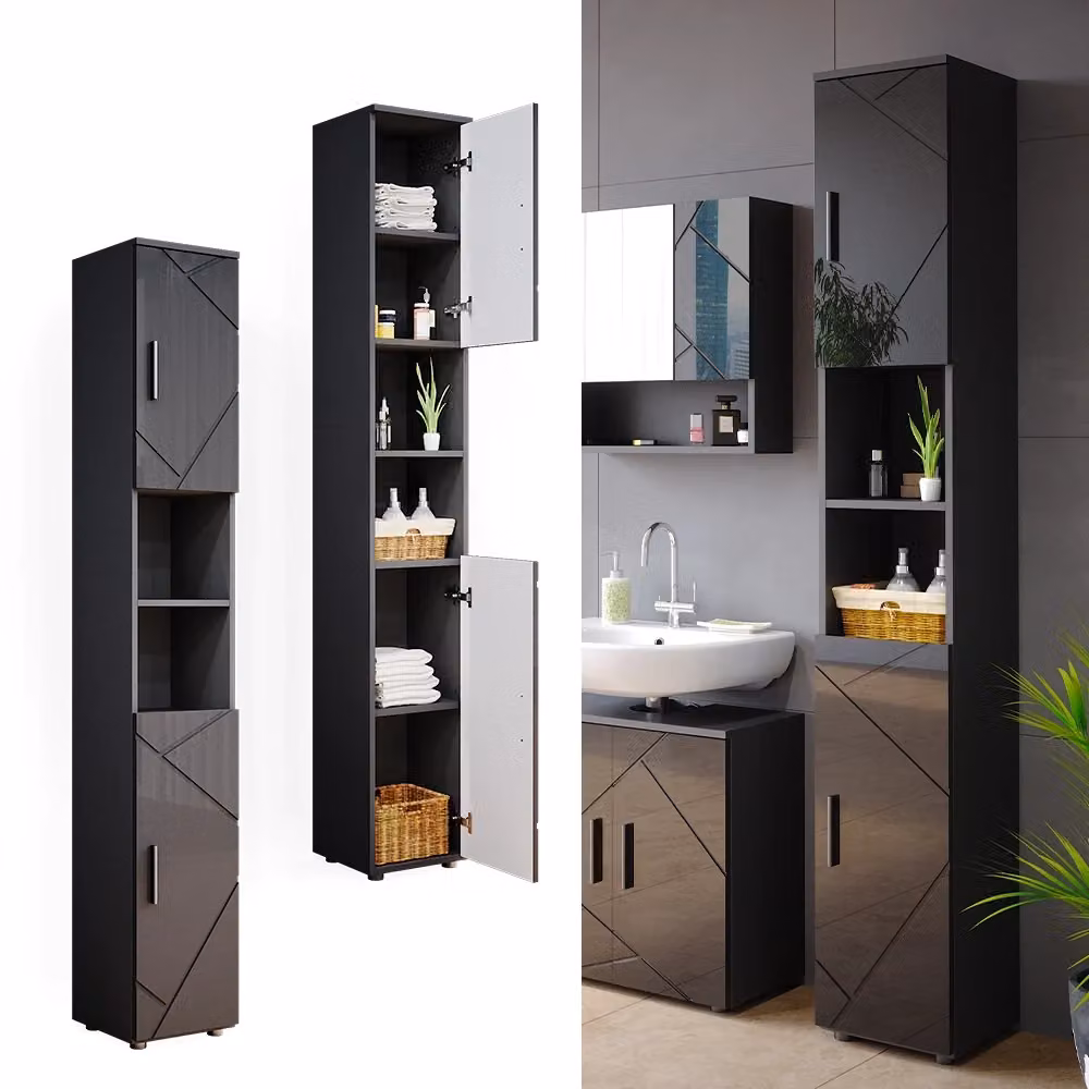 Mobile bagno alto Irma Vicco Antracite lucido L: 30 cm, H: 192 cm – 2