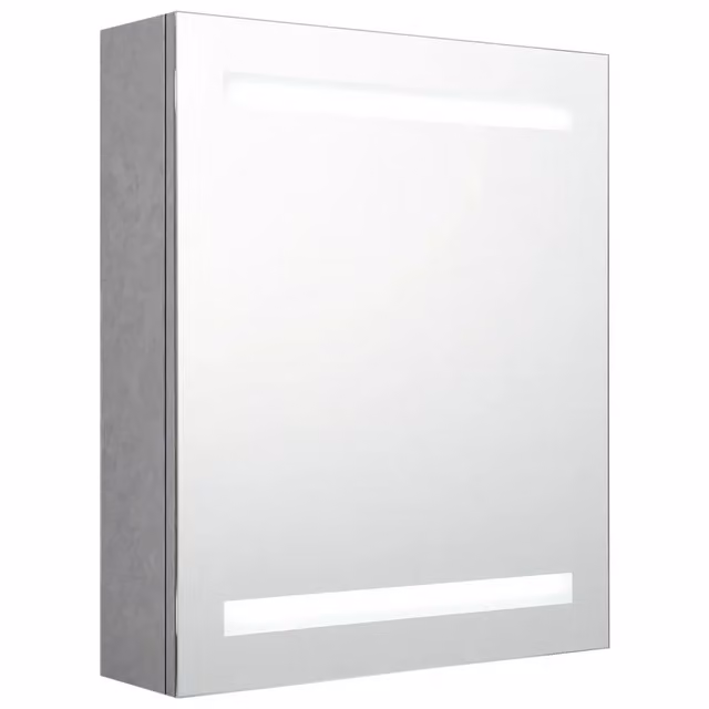 Moderno armadietto da bagno con specchio a LED e illuminazione interna 50 x 14 x 60 cm in MDF grigio cemento 02_0046734