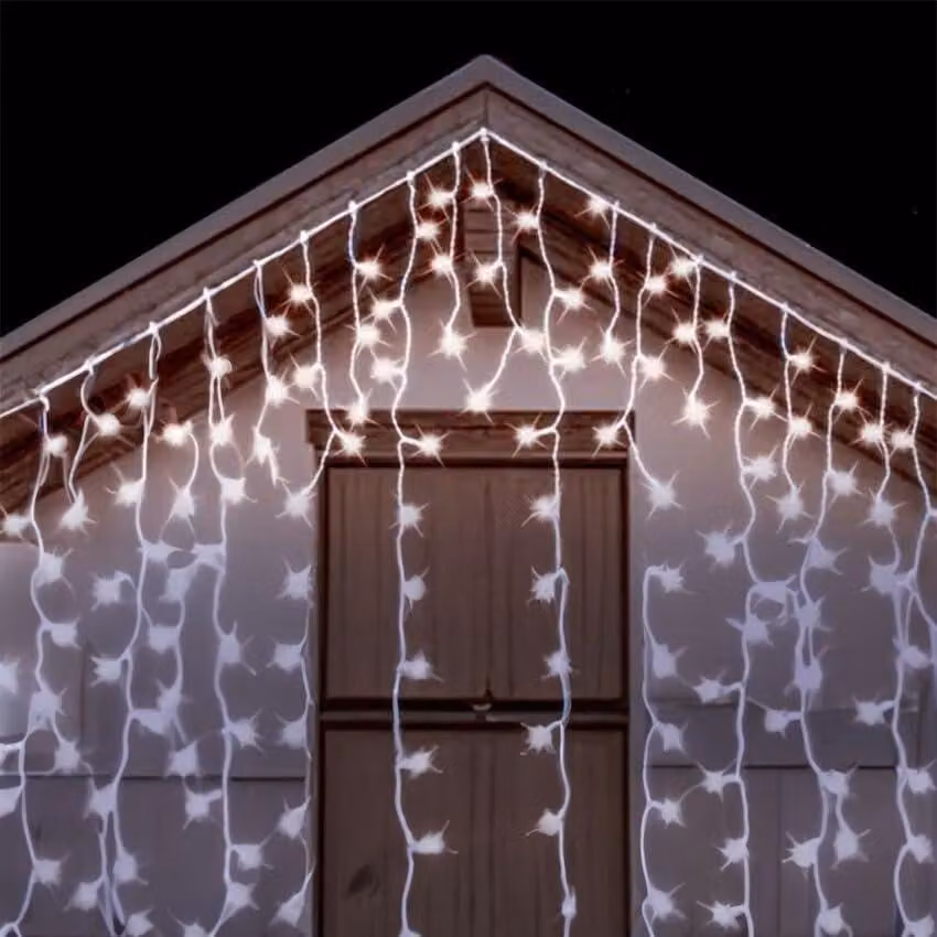 Catena luminosa a LED con effetto ghiaccio, 10 metri, luce bianca fredda, 100 LED, grado di protezione IP44, con timer
