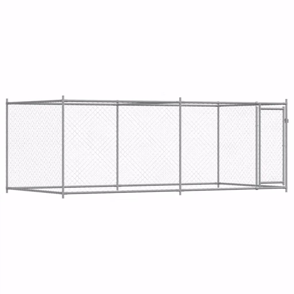 Gabbia per cani vidaXL in acciaio zincato grigia L: 4 m, P: 2 m, H: 1,5 m – 2