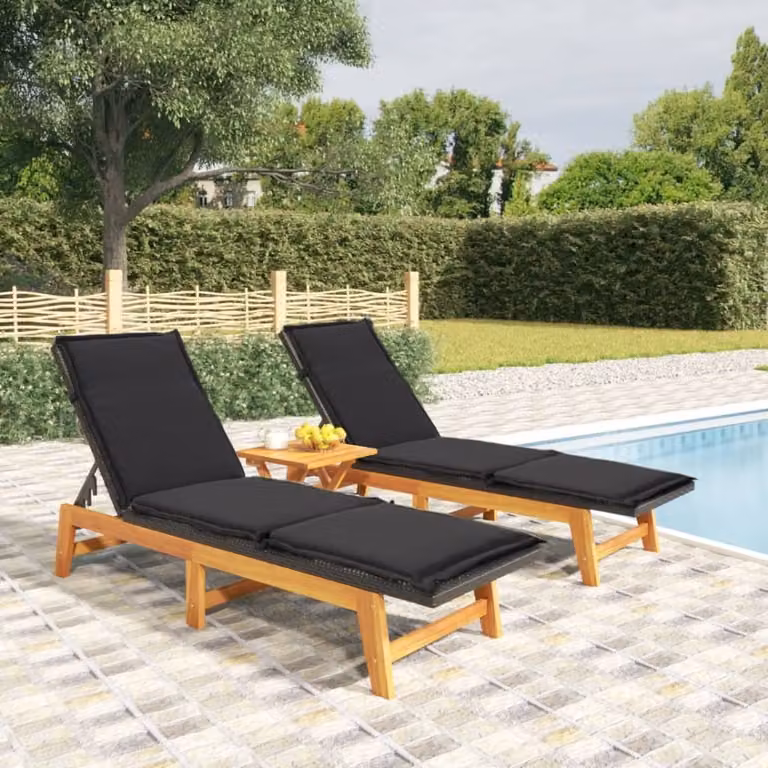 Maison Exclusive - Set Mobili da Giardino 3 pz Polyrattan e Legno Massello Acacia