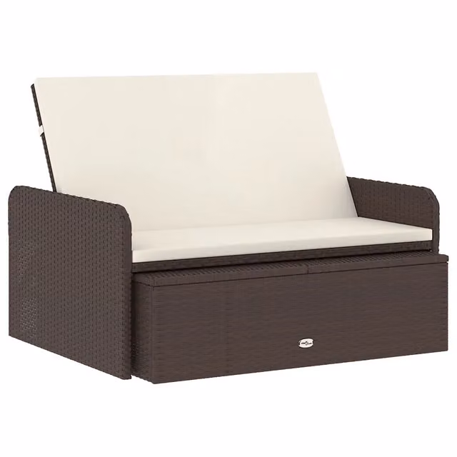Set Divani da Giardino 2 pz con Cuscini in Polyrattan Marrone 46079