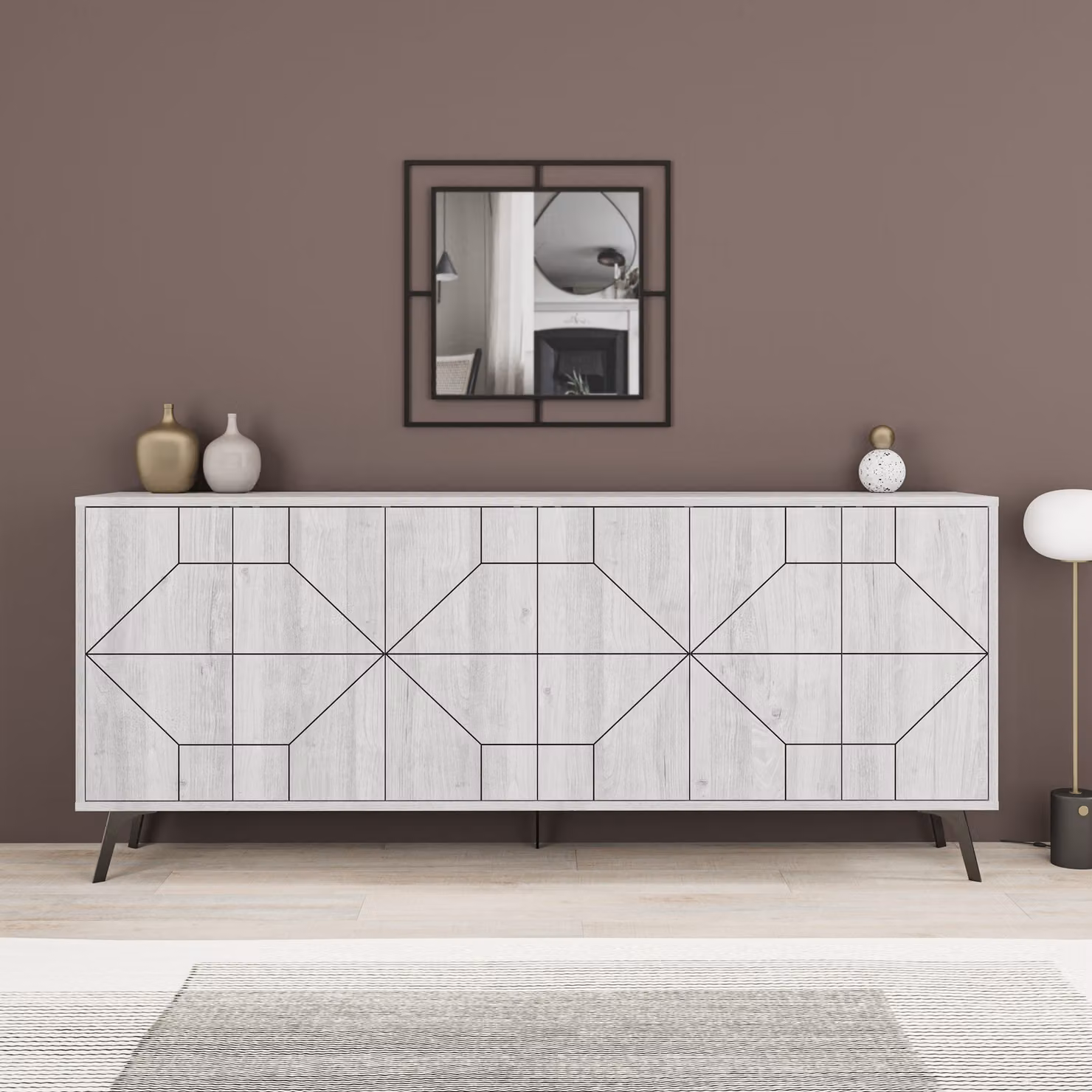 Skye Decor, Dune 183 - Ancient White, consolle, bianco, 100% pannelli truciolari rivestiti in melamina, 184 x 35 x 77,4 cm