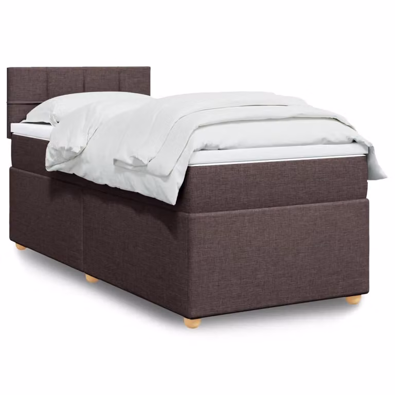 vidaXL Giroletto a Molle con Materasso Ibrido in Tessuto Marrone e Bianco L/P/H: 90 x 190 cm