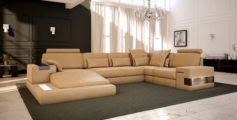 Wohnlandschaft Polster Couch Garnitur XXL Big Sofa Bellini Design Ledersofa