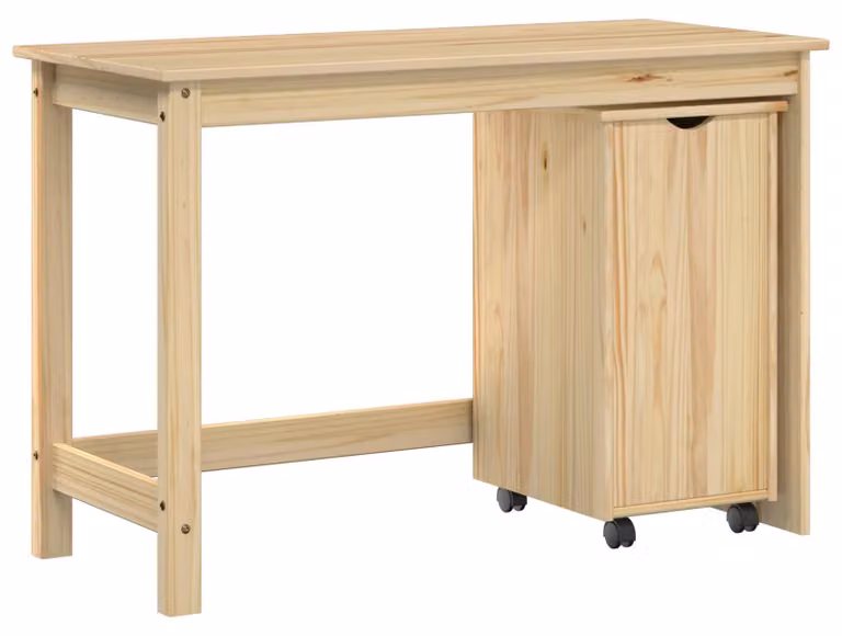 Set di due mobili per scrivania, colore marrone, in legno di pino massello