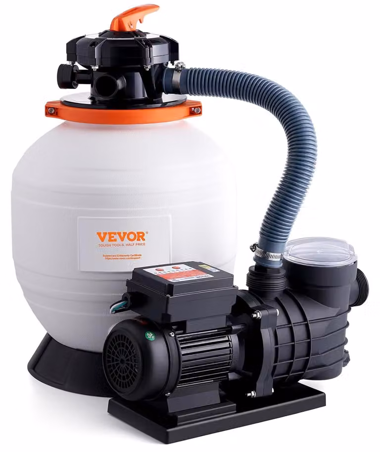Pompa filtrante per piscine, 450W, portata 13.000 l/h, valvola a 6 vie, con timer integrato