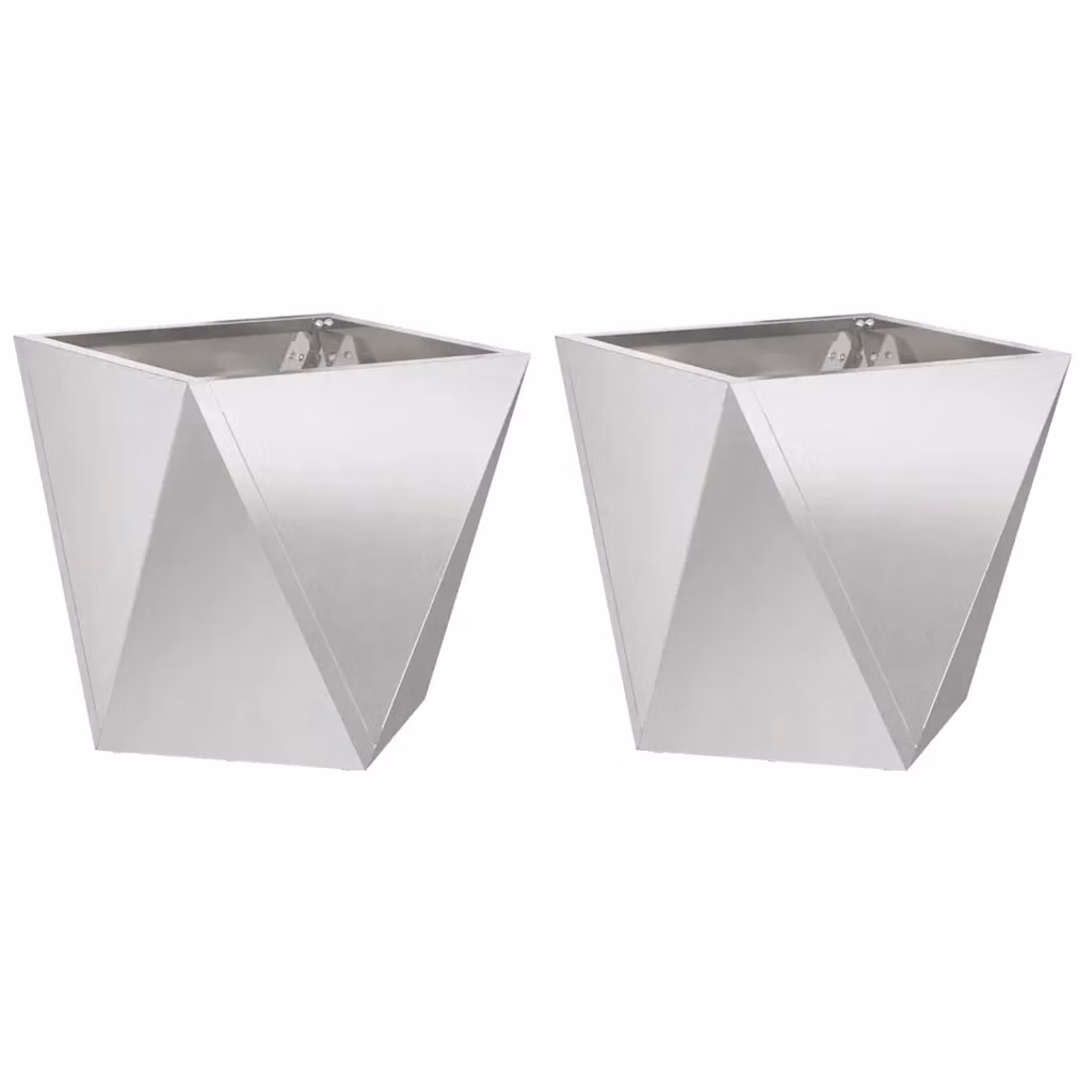Set di 2 fioriere vidaXL in acciaio inossidabile argento, L/P/H: 50 x 50 x 50 cm – 2
