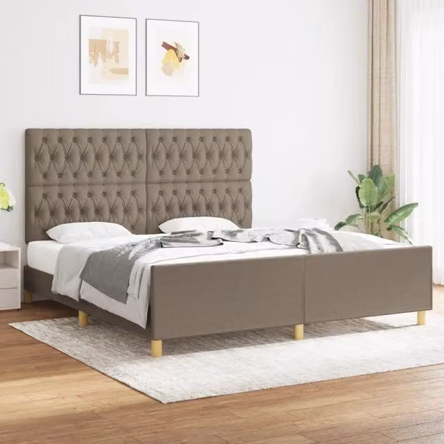 Giroletto senza Materasso-Struttura Letto Tortora 180x200 cm in Tessuto