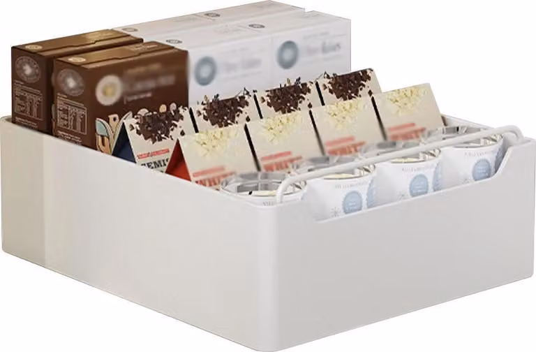 Organizzatore estraibile per armadietti da cucina - Scaffale scorrevole con cesto - Montaggio adesivo senza foratura - Cesto in acciaio con maniglia - 30 cm - Bianco