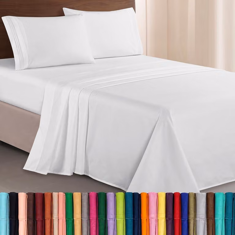 Set di lenzuola "Elegant Comfort Luxe" da 4 pezzi, in microfibra di alta qualità, con ricamo a tre fili, estremamente morbido, resistente alle pieghe e allo sbiadimento, formato king size