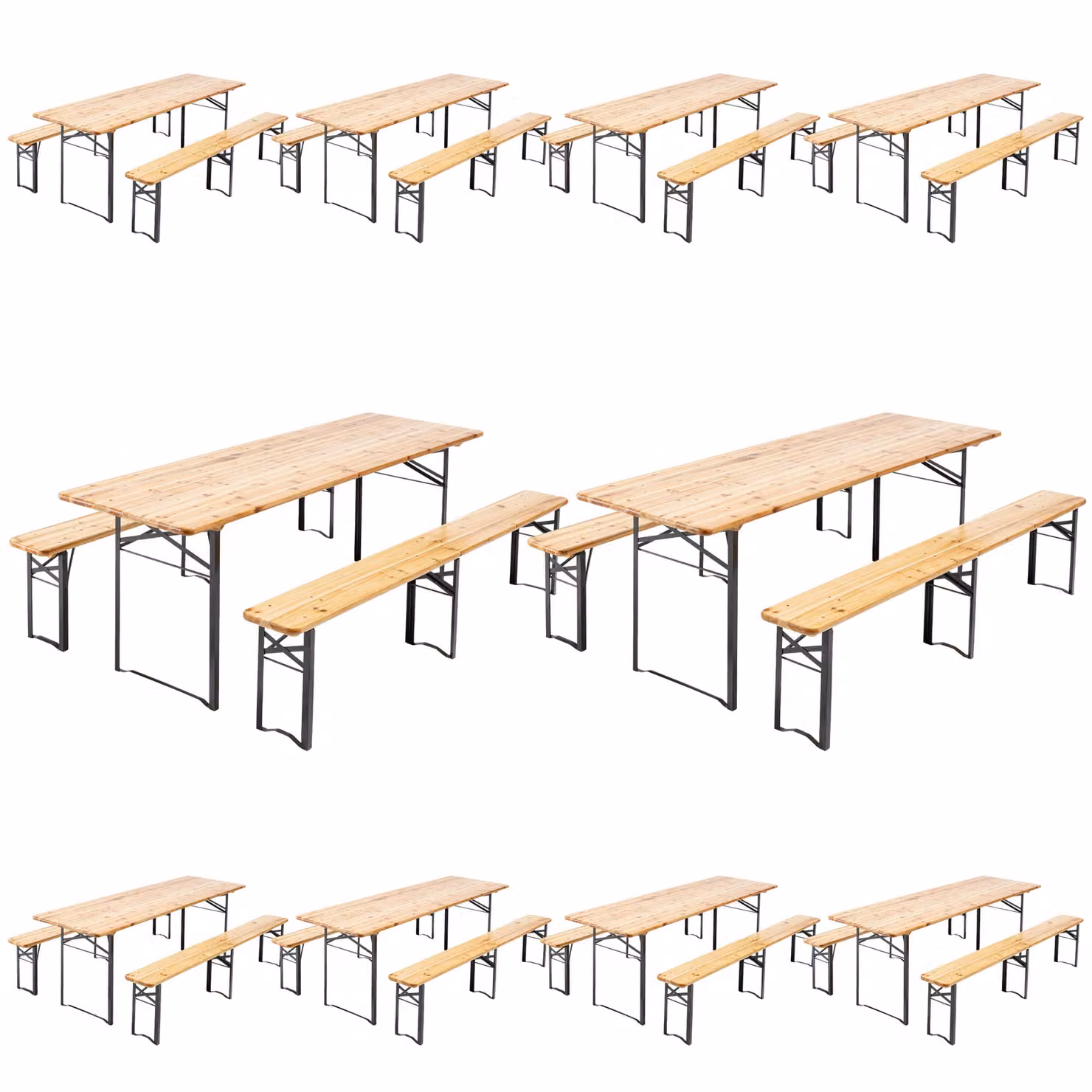 Set di 10 tavoli e panche da brasserie da 220 cm - Oviala Munich