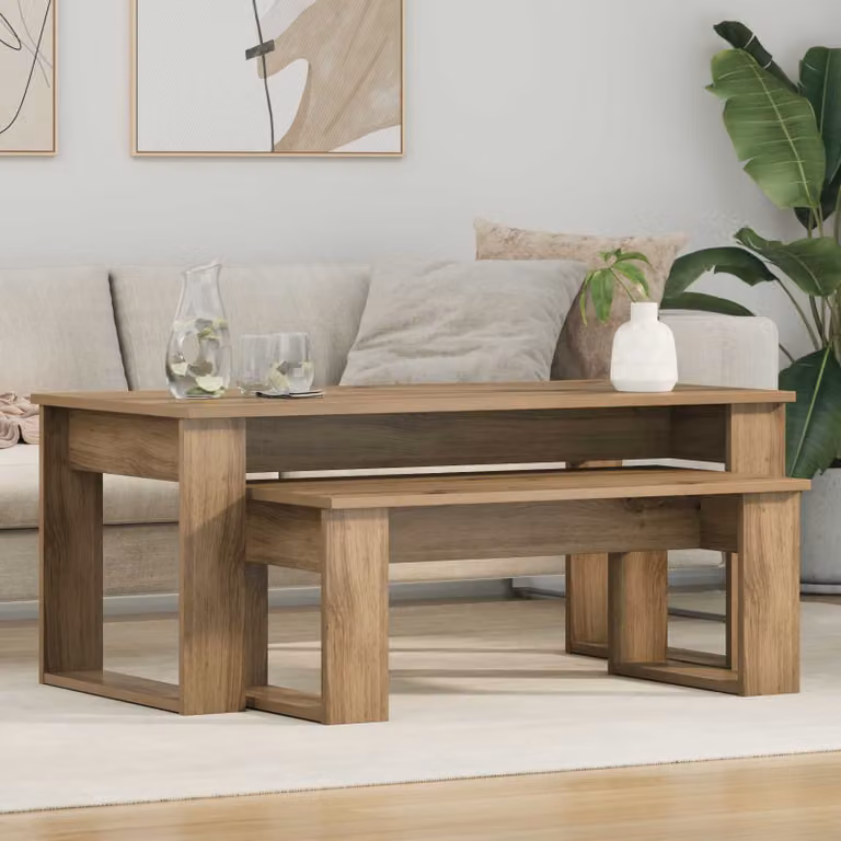 Set di 2 tavolini da caffè moderni vidaXL in legno color rovere marrone