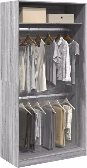 Armadio vidaXL Grigio con Ante a Battente in Legno e MDF L: 100 cm, P: 50 cm, H: 200 cm – 2