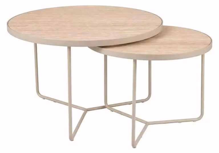 FURNLUX Tavolino da divano, modello Italia, color beige, 80 cm (confezione da 2 pezzi) / Colore principale: beige / Dimensioni: 80 x 50 x 80 cm