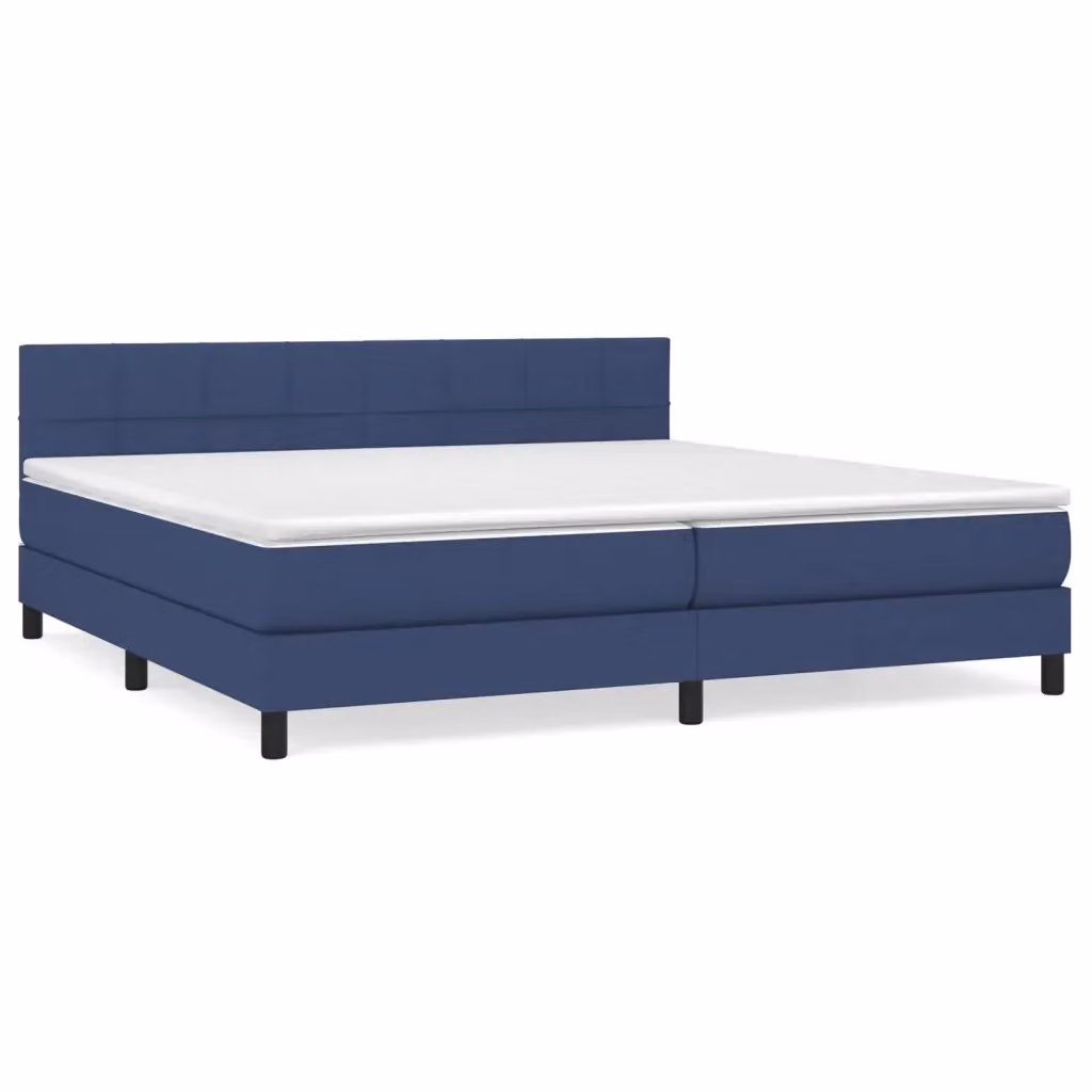Letto Ibrido vidaXL con Giroletto a Molle e Materasso in Tessuto Blu e Bianco L/P/H: 200 x 200 x 25 cm – 2