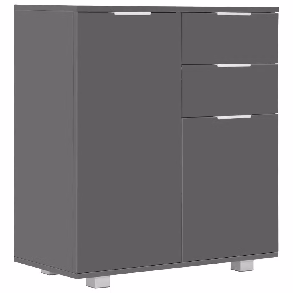 Credenza moderna vidaXL con finitura lucida grigia in MDF, L: 71 cm, P: 35 cm, H: 80 cm – 2