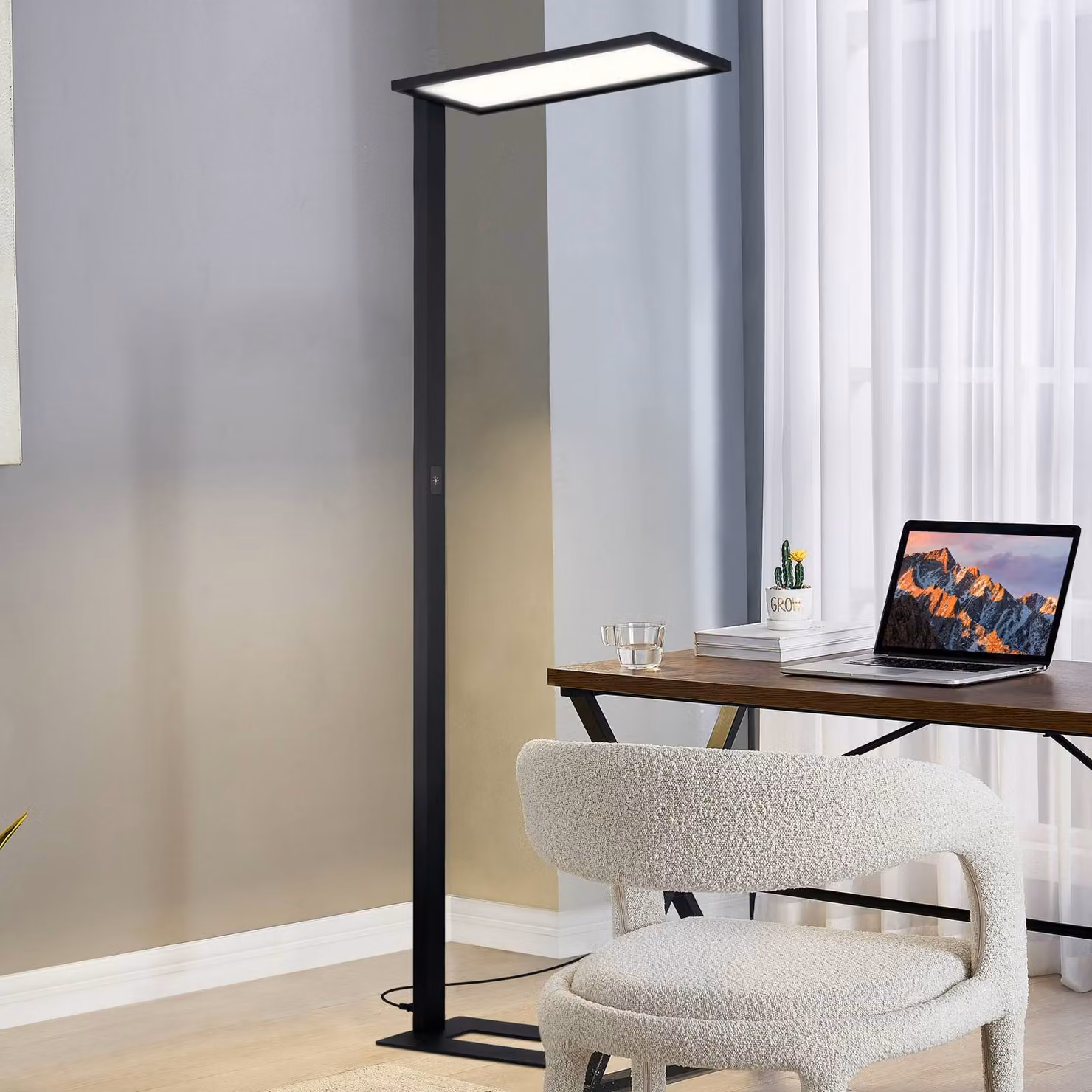Prios Lampada da terra per ufficio Taronis, nera, 195 cm, dimmerabile Taronis PRIOS,, Nero, Studio / Ufficio, Alluminio, Moderno