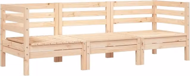 Divano da Giardino a 3 Posti-Sofa da giardino in Legno Massello di Pino