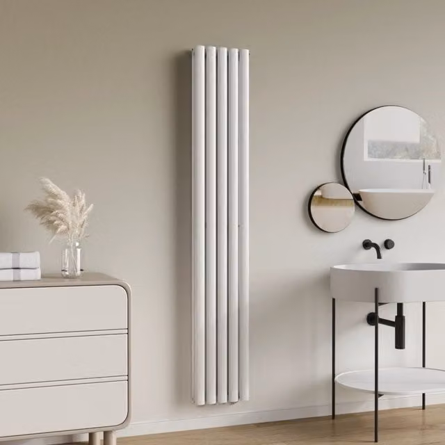 Termosifone a pannello doppio con elementi tubolari neu.haus Bianco H: 180 cm, L: 30 cm
