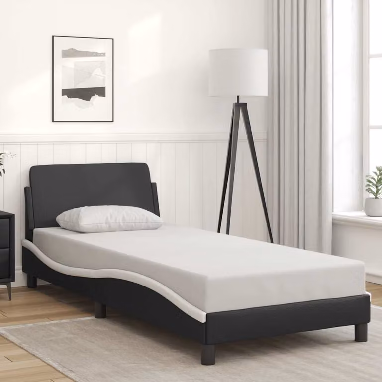 Struttura letto Dover vidaXL in similpelle bianca e nera 90x190 cm