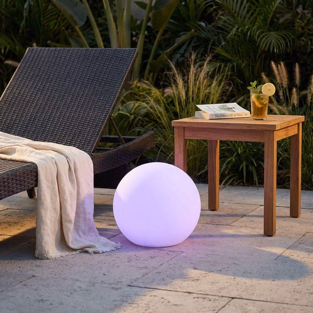Milani Home - sfera luminosa da giardino RGB con pannello solare, diametro 70 cm, decorazione luminosa per esterno e terrazzo