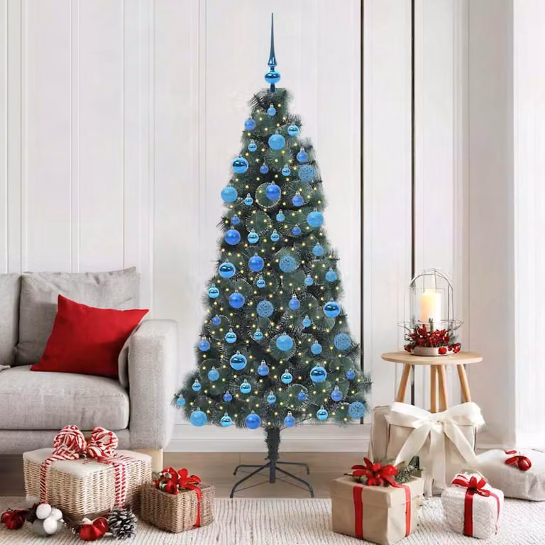 Maison Exclusive - Albero di Natale artificiale illuminato con set di palline verdi