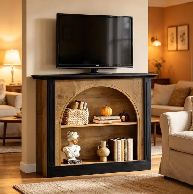 Consolle a 3 Ripiani in Legno Nero Rustico 110 x 30 cm per Ingresso e Soggiorno