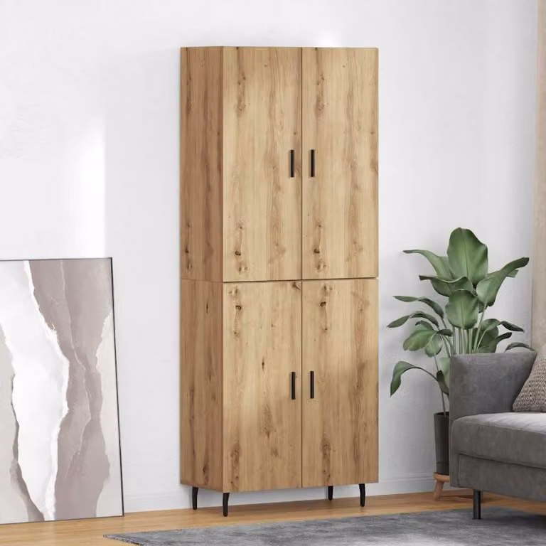 Set di 2 credenze vidaXL in rovere marrone con ante a battente e ripiani interni, L/P/H: 69,5 x 34 x 180 cm