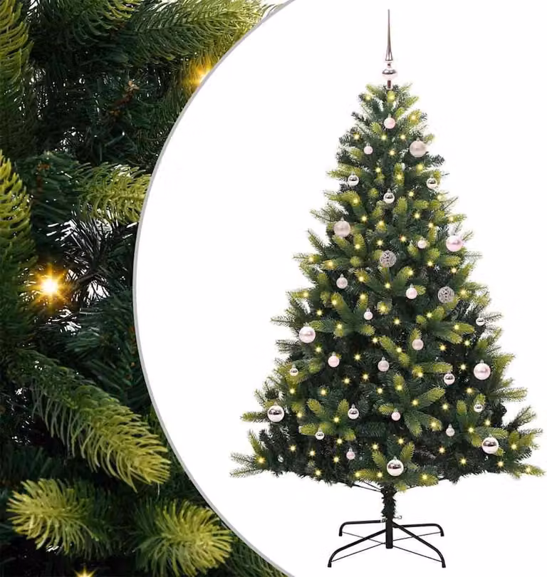 Albero di Natale Artificiale Pieghevole 150 LED Verde 150 cm