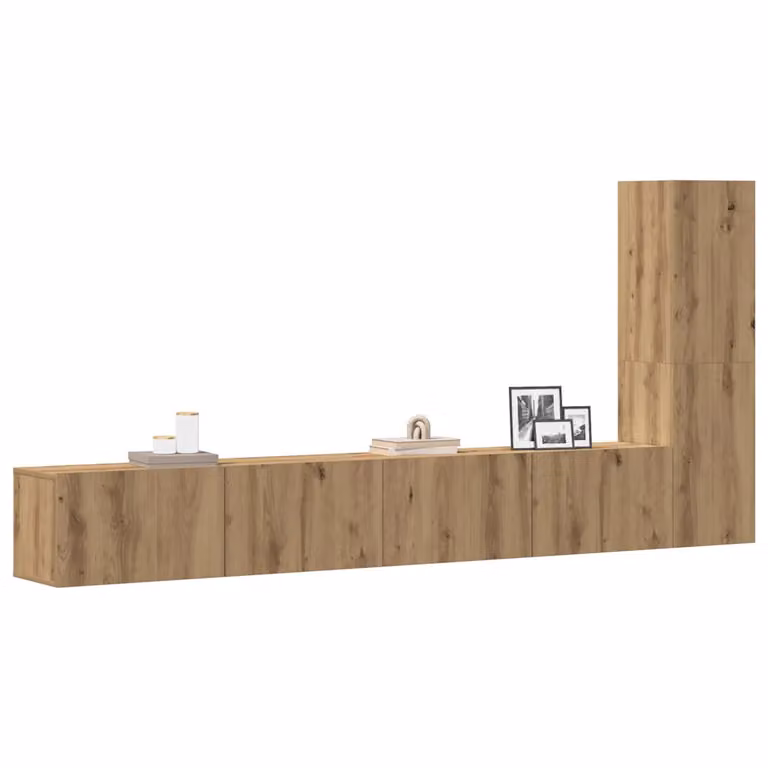 Set Mobile TV da parete vidaXL in 3 pezzi, Rovere Marrone, in MDF e Legno