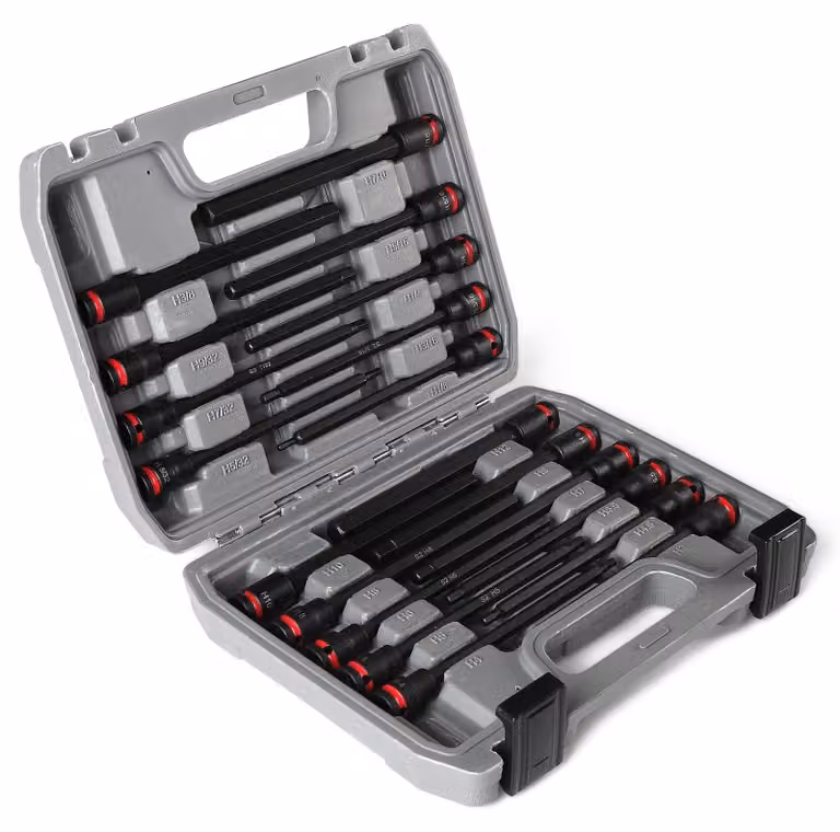 Inovra - Set di chiavi a bussola doppie, 20 pezzi, esagono interno da 3/8 di pollice, set di chiavi a bussola esagonali lunghe da 150 mm, set di adattatori per cacciaviti, metrico (3-12 mm), SAE (1/8in-7/16in)