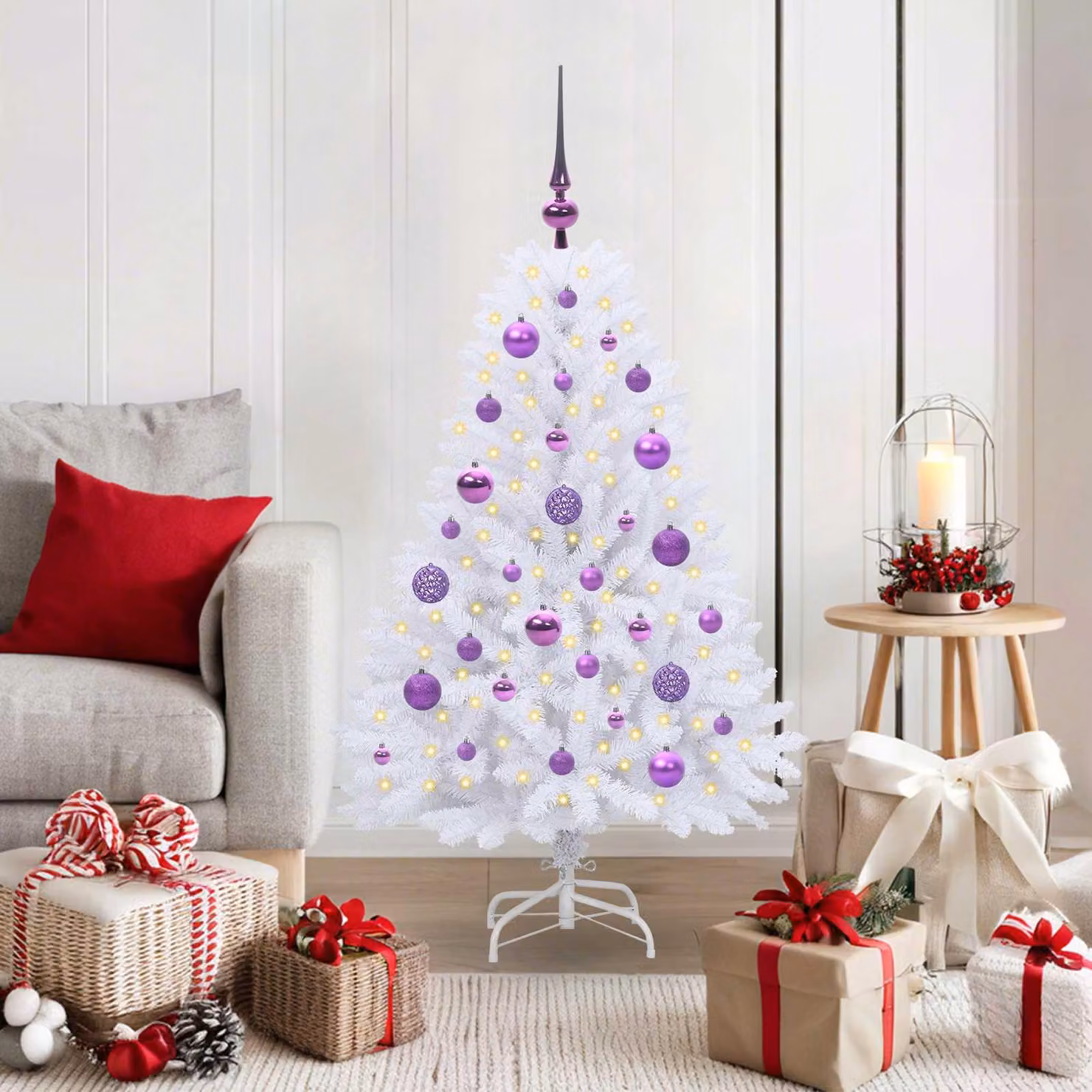 Maison Exclusive - Albero di Natale artificiale pieghevole, bianco, 120 cm, in PVC e acciaio