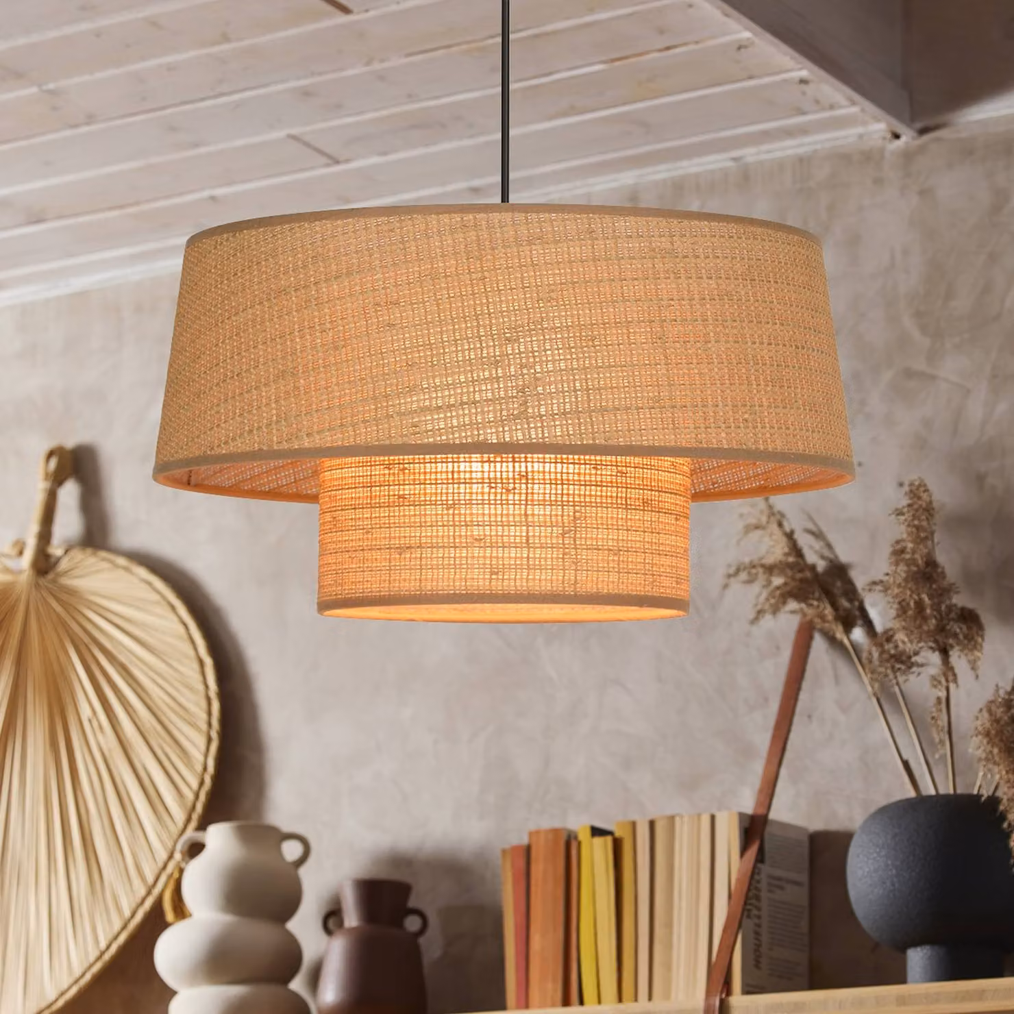 COREP Lampada a sospensione Mali, dimmerabile, Marrone / Ruggine, Soggiorno / Sala da pranzo, Carta / Lunolit / Lunopal, Lampada a sospensione