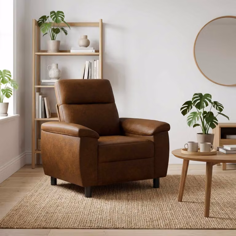 Divano moderno vidaXL in pelle scamosciata sintetica marrone L 95 x P 90 x H 95 cm