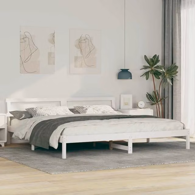 Struttura del letto Bianco 200 x 200 cm Pino massello 3385746
